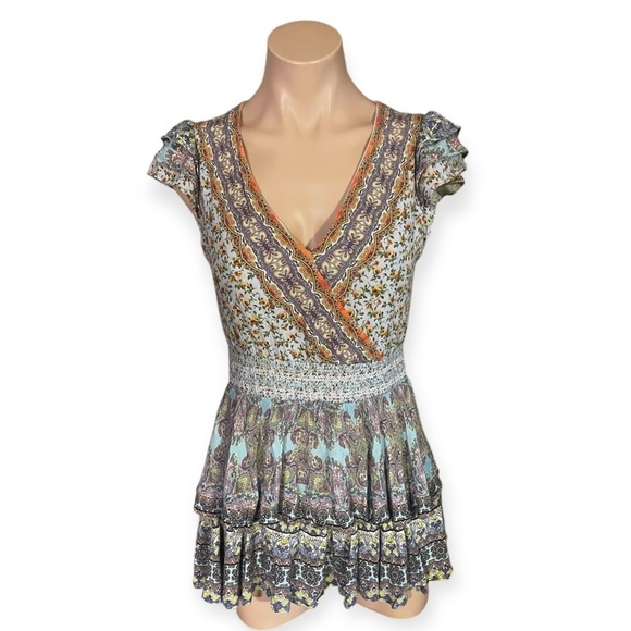 Alice + Olivia XS Mariska Mixed Print Multicolored Skort Romper - Picture 2 of 12